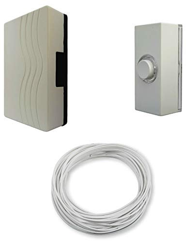 Eterna/Friedland Door Chime with Built in Transformer + Illuminated Bell Push (White) + Wire Kit