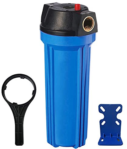 Geekpure 10 Standard Boîtier Bleu pour Filtre 2,5 x 10 -3/4 Femelle BSP Entrée/Sortie avec Clé de Décompression et Support