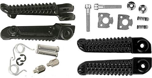 KYN Repose-pieds avant arrière de moto Noir argenté pour Yamaha YZFR1 YZF R12002-2011 YZFR6 YZF R6 2003 2004 2005 2006 2007 2008 2009-2012 YZF R1 R6