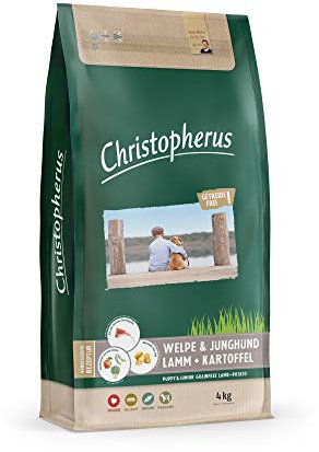 Christopherus Grainfree Trockenfutter für Welpen und Junghunde, Für kleine bis große Rassen, Lamm + Kartoffel, 4 kg