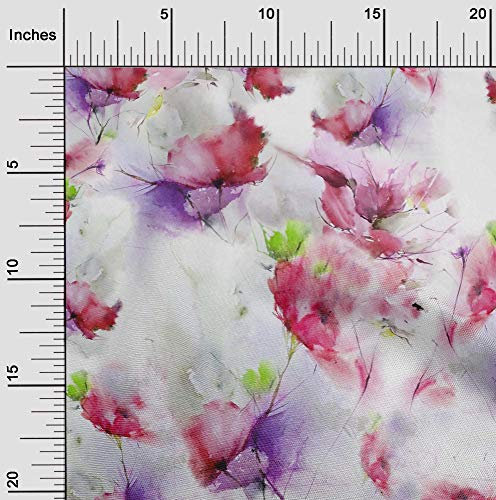 oneOone Seide Tabby Stoff Blume Aquarell Dekostoff Meterweise Bedruckt 42 Zoll Breit