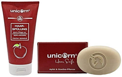 Apfel Haarseife & Sauer Haarspülung im Kombi Set von Unicorn 250 g