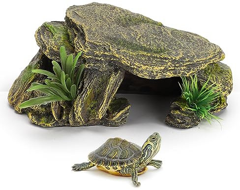 FAMKIT Grotte pour reptile - Plateforme pour tortue - Décoration pour aquarium - Grande taille