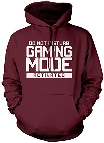 HotScamp Do Not Disturb Gaming Mode Activated Unisex Adults and Kids Hoodie - Gamer Console Teen Online Games Addict Age 12/13-36'' Maroon