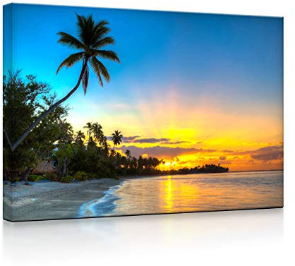 lightbox multicolor | Bilder mit LED Hintergrundbeleuchtung | Palmen am Strand | 100x70 cm | Fully Lighted