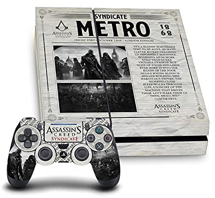 Head Case Designs Offizielle Zugelassen Assassin's Creed Zeitung Syndikat Grafiken Matte Vinyl Haut Gaming Aufkleber Abziehbild kompatibel mit Sony PlayStation 4 PS4 Console and DualShock 4 Controller