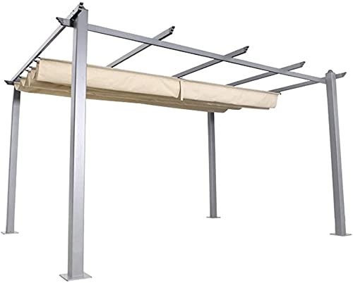 SDKFJ Markisen Ausziehbare Außenüberdachung Versenkbare Ersatz Pergola-Gewebe-Schattenabdeckung UV-Schutz Rutsche für Dachterrasse Pavillon Pool 0701(Color:Beige;Size:0.9x4m)