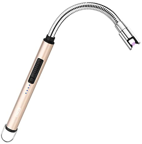 JETPRO Candle Lighters USB Rechargeable Arc Electric Lighter with 360° Flexible Neck for Candle BBQ Camping (Gold)