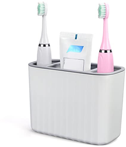 Toothbrush Holder, Multifunctional Electric Toothbrush Holder, Bathroom Easy-Store Toothbrush Caddy Toothpaste Razors Storage Organizer for Bathroom Countertop Vanity Counter Sink Organizer (White)