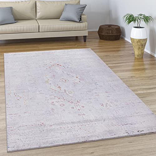 Paco Home Teppich Wohnzimmer Kurzflor Vintage Abstraktes Orientalisches Muster Modern Ornamente Bordüre, Grösse:80x300 cm, Farbe:Bunt