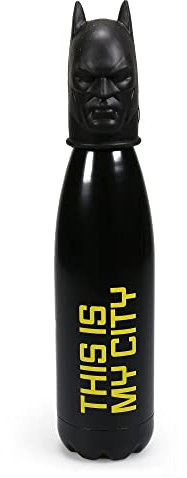 DC Comics Wasserflaschen - Batman Metall-Wasserflasche mit 3D-Deckel, 500 ml
