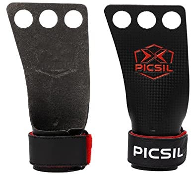 PICSIL RX Manique Carbone pour l’Entraînement en Crosstraining, Gants pour l’Haltérophilie, WODs, Gymnastique, Empêche Les Ampoules et des Déchirures Rouge 3h M