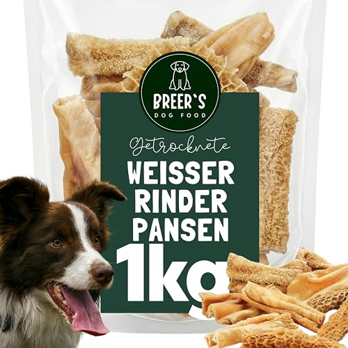 BREERs Rinderpansen weiß getrocknet für Hunde 1 Kg Naturkausnack Fettarm, gewaschen & schonend getrocknet – 100% Rind, Getreidefrei – Made in Germany