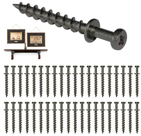 laffeya Picture Hanging Hardware, Bear Claw Screws,Picture Hanging Hooks Screws 4-in-1 for Keyholes, D-Rings, Sawtooth & Wire (40, Black Long)