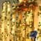 BrizLabs Catena Luminosa Esterno Solare, 12M 100 LED Luci Stringa Solari di Edera Artificiale 8 Modalità Impermeabile Lucine Decorative per Giardino Terrazzo Matrimonio Festa Casa Natale, Bianco Caldo