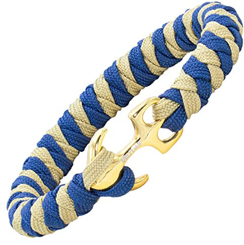 Wolflock Anker Armband – Paracord Armband Schmuck aus Edelstahl für Damen und Herren (gold, schwarz, blau, camo, navy) unisex