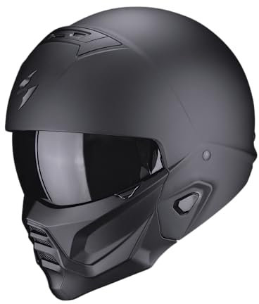 Scorpion, Exo-Combat Ii, Offene Und Modulare Helme Für Motorräder, Mattschwarz, S, Unisex-Adult