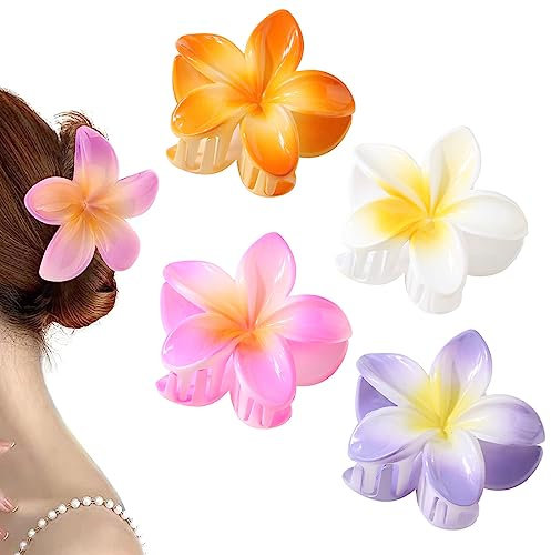 DULSPUE Mollette Capelli Donna, Pinze per Capelli, Fermaglio, Clip Fiore a Colori Sfumati (Bianco, Viola, Rosa, Arancione)