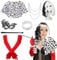 Mrsclaus Cruella Kostüm für Damen Cruella Deville Perücke Schal Handschuhe Cruella Holder Perlenkette für Luxus Halloween Mottoparty Karneval Kostüm set für Frauen Mädchen C028