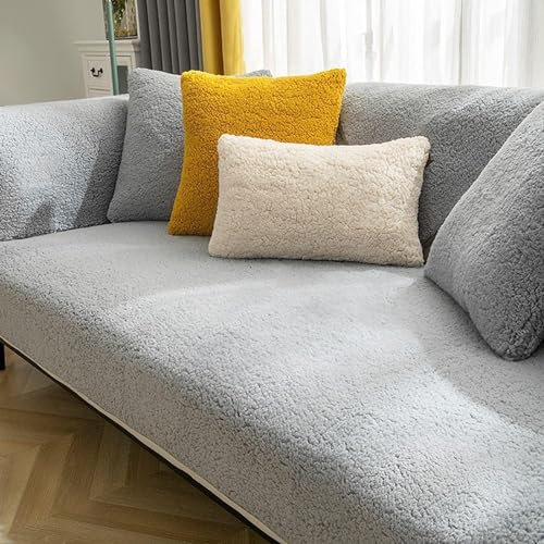 Sofa Überzug- für 1-4 Sitzer, Samt sofa überwurfdecke- mit Rutschfester Unterlage, Sofa überzug l form Sofa Cover Couch Überzug für Haushalte mit Hunden ,Verdicken Sofa Überzug Ecksofa für den Winter