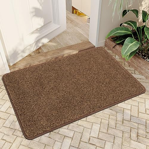 Mibao Fußmatte Innen 50 x 80 cm, Schmutzfangmatte für den Eingangsbereich, Türmatte, rutschfeste, Super Saugfähige Willkommen Matte Teppich für Haustür, Hintertür, Schuhe und Pfoten, Braun