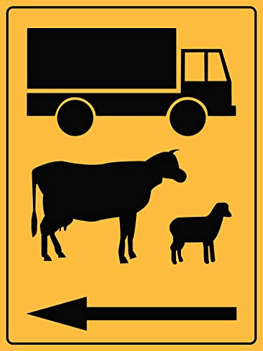 Symbol Für Viehtransporter (Pfeil Nach Links) Warnschild Verbotsschild Dekoschild Metall Wanddekoration Für Innen Draußen 20X30cm