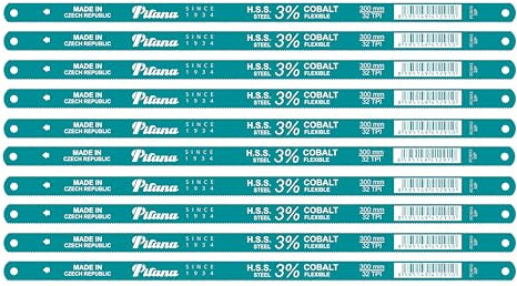 PILANA HSS FLEXIBLE Lot de 10 lames de scie à main pour métal, 300 mm, 32 dents par pouce