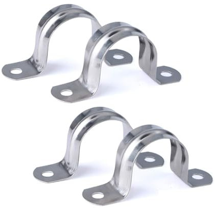 20pcs 25mm Pipe Strap Clamp Stainless Steel Pipe Clips 2 Hole Tube Strap Tension Clips U-Tube Clamp Saddle Clips Connecting Ring Hose Clamp Card