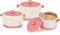 Casserole Pot Serving Dishes with Lids - 3pc Hot Pot Food Container Set Stainless Steel Inner (Pink 3pc Set 1L/2L/3L)