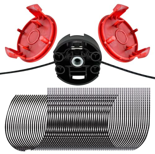 TALOEYH Bosch F016800431 - Línea de repuesto para desbrozadora Bosch AFS 23-37, con cabezal de recortadora F016F04839 y cubierta de carrete F016F04841 (50 líneas + 2 cubiertas + 1 cabeza)