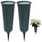 Grabvase, 2pcs Grabblumentöpfe mit Schaumstoffeinsätzen und Spikes 10x3in Plastikfriedhof Vase DIY Decorative Memorial Grabvase für frische oder künstliche Blumen