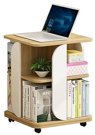 Drehbares Bücherregal mit 2 Ebenen, 360° drehbares Bücherregal, Moderne Bücherregale auf Rollen, 360°-Präsentationsbodenregal, Bücherregal für Kinderzimmer (B 2 Ebenen)