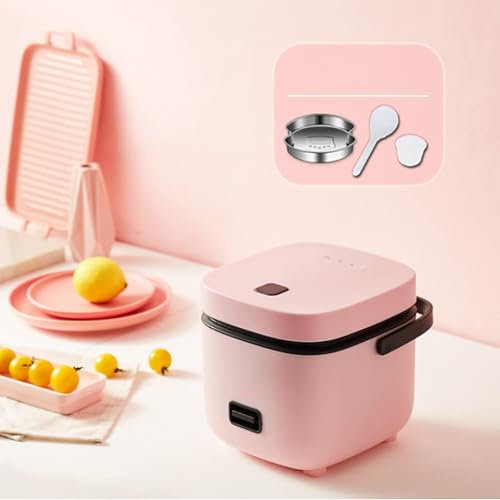 MGHRUE Olla Arrocera Pequeña para 2 Personas, Olla Arrocera Pegajosa De 1,2 L, con Función De Cocción Automática Y Mantener Caliente,Rosado