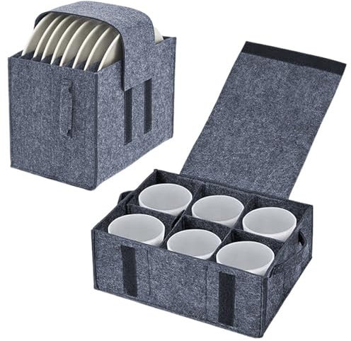 Lifemaison Caravan Plate Holders Felt with Cup Holder Motorhome Camping Glass Carrier for Drinking Glasses Wine Glass Holder Tableware,Plate & Cup Organizer for Motorhome/Mobile/Camping/Kitchen