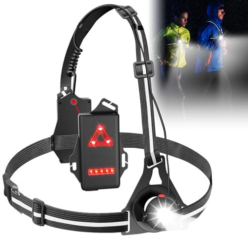 BORDEAG Lauflicht,Lauflampe Joggen Mit Datenkabel,LED Brustlampe Laufen,Wasserdicht Lauflampe,Laufen Licht,Wiederaufladbare USB LED Lauflampe for Joggen,Campen,Wandern,Spazieren,90° Verstellbar