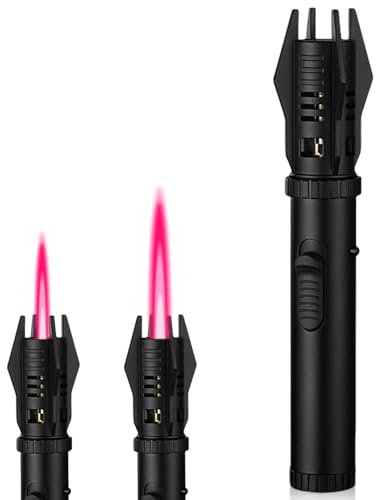 Jetflamme, accendino tempesta, 20 cm, ricaricabile, per candele, cucina, barbecue, campeggio (senza gas) (nero)