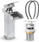 MSC Chrome Waterfall Tap for Bathroom Sink - Mixer Tap With Mono Square Single Lever, Modern Durable Solid Brass Construction and Smooth Water Flow, Silver