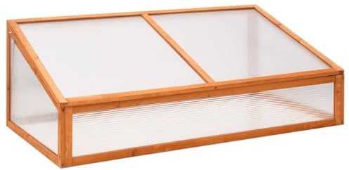 Sufrk Serra Arancione 110x58,5x39 cm Legno di Abete-Mini Serra in Legno,Serra da Balcone,Serra in Policarbonato Trasparente,Piccola Serra per Piante,Serra Visibile