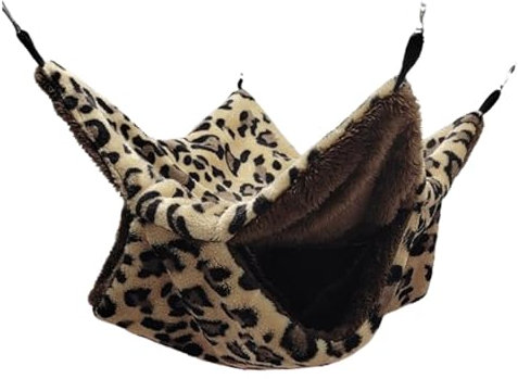 perfk Hängematte zum Aufhängen im Kleintierkäfig, Chinchilla-Hängehaus, Doppellagiges Käfigzubehör zum Ausruhen von Chinchillas und Zuckergleitern, Schwarz 34cmx34cm