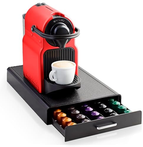 JUPPLIES Soporte Capsulas Compatible con Nespresso - Cajon Organizador de Capsulas para Encimera - Soporte para Capsulas de Cafe - Dispensador de Capsulas 23.1x37.8x5.1 cm