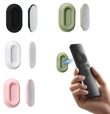 Lot de 4 Magnétiques Support Telecommande Mural,Sporte Telecommande en Silicone,Porte Telecommande TV Autocollant pour le Stockage de Fournitures Scolaires de Bureau à Domicile (Noir,Blanc,Rose,Vert)