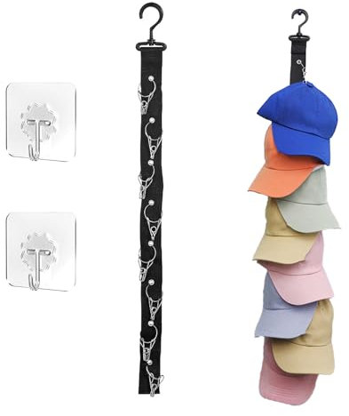 suyli 2 Pieces Hat Organiser,Hat Storage,Hat Rack,Baseball Cap Storage,Cap Storage,Cap Holder,Hat Hanger,with 16 Stainless Steel Clips,Suitable For Home,Closet,Shoe Closet Or Store Display Hat