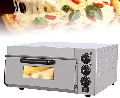 ERICAT Electric Pizza Maker, 2KW Portable Pizza Oven with Timer, 50-350°C Temperature Control, Rapid Heating Up and Non-stick Coating, Cook Authentic Pizza In 2 Minutes, for Home Hotel and Restaurant