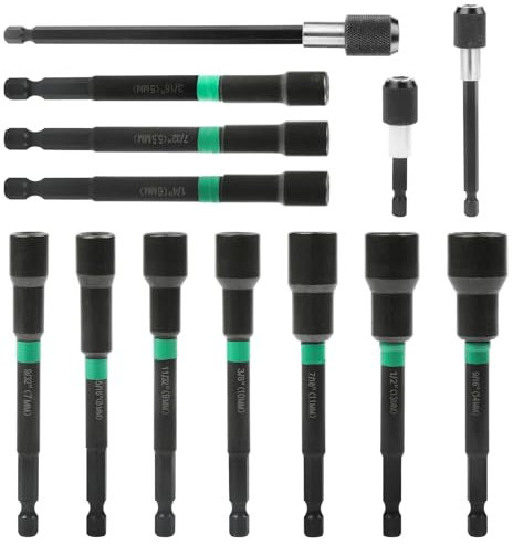 10 Piezas Puntas Atornillador Imantadas Kit, 6.35 mm Vástago Hexagonal Puntas Destornillador con Alargador, para Destornilladores Eléctricos e Inalámbricos (Negro)