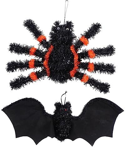 Realistische Spinnenfledermaus Deko als 2 Stück für Halloween