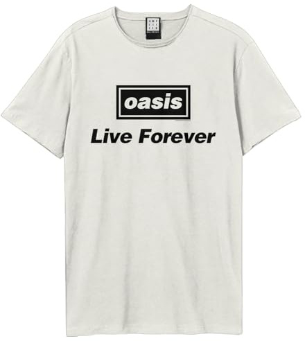 Amplified Unisex Adult Live Forever Oasis T-Shirt (M) (Vintage White)