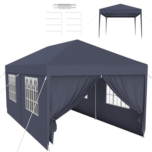SUBTLETY Gartenlauben Sonnenschutz Gartenpavillon mit Abnehmbarem Seitenwände Faltpavillon aus Stahlrahmen Polyethylen Bierzelt 18㎡ Partyzelt Tragbare Pavillons für Garten Strand (Anthrazit, 3x6m)