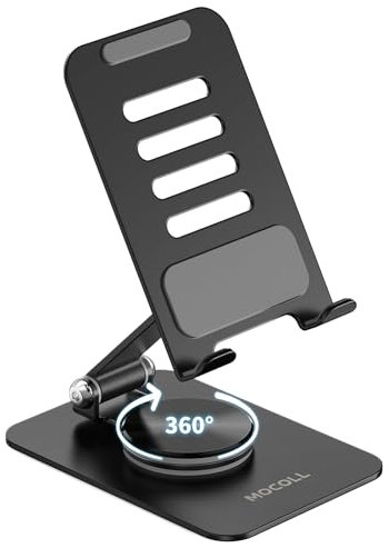 MOCOLL Supporto Telefono Scrivania Girevole a 360° Porta Cellulare da Tavolo, Phone Holder Stand Regolabile in Silicone – Pieghevole, Antiscivolo, Compatibile con iPhone, Android, Tablet