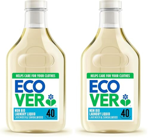 Ecover Concentrated Non-Bio, Laundry Detergent, Laundry Washing Liquid, Fresh Lavender and Sandalwood Scent, 1 x 40 Washes, 1.43L (Pack of 2)