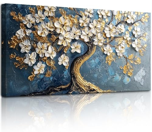 MHARTK66 Quadri Moderni Soggiorno Grandi, 59x119 cm XXL Stampe da Parete Albero Della Vita Dorato, Quadro Camera da Letto Su Tela Decorazioni Parete Bagno Ufficio Sala Da Pranzo
